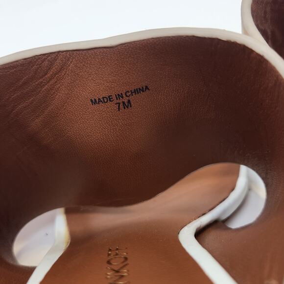 Rebecca Minkoff White Brown Metallic Leather Suede Mule Sandals Heels Size 7 M - Picture 7 of 11